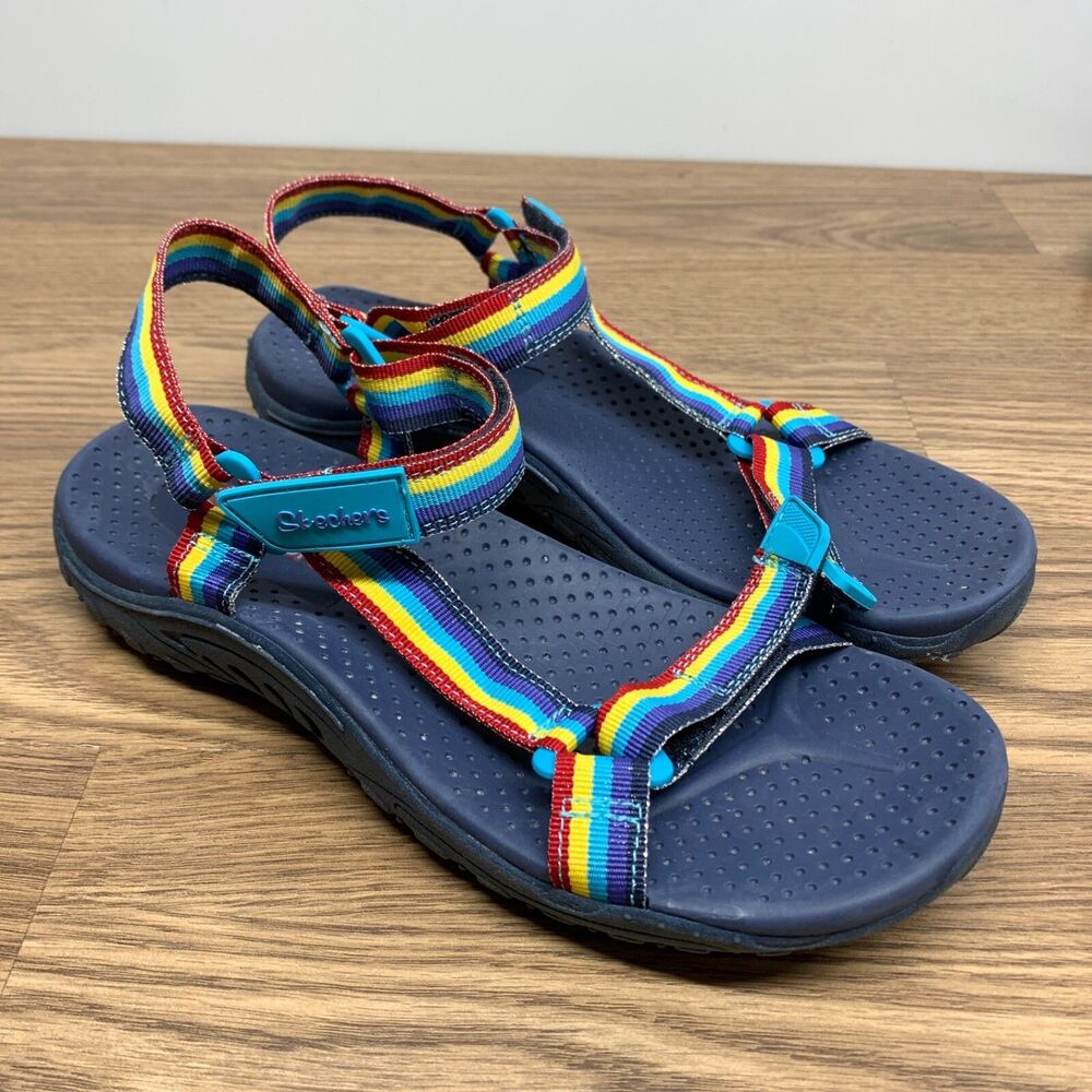 Skechers Women's Reggae Strappy Sandals Navy/Multi Color Size 6